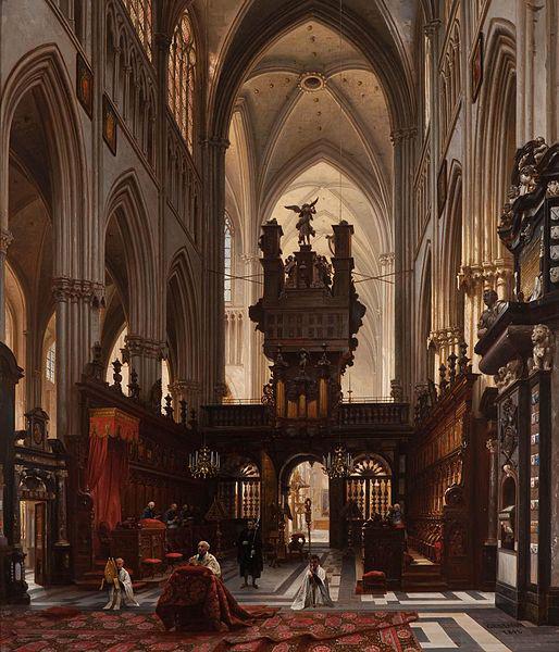 Victor-Jules Genisson Interior of the 'Sint-Salvatorkathedraal' in Bruges France oil painting art